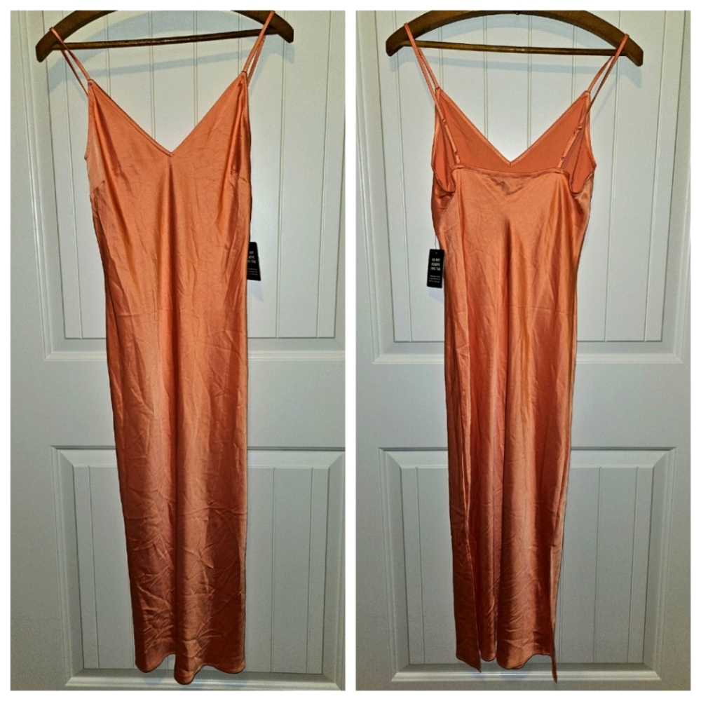NWT Express Satin Slip Dress Coral Size Small